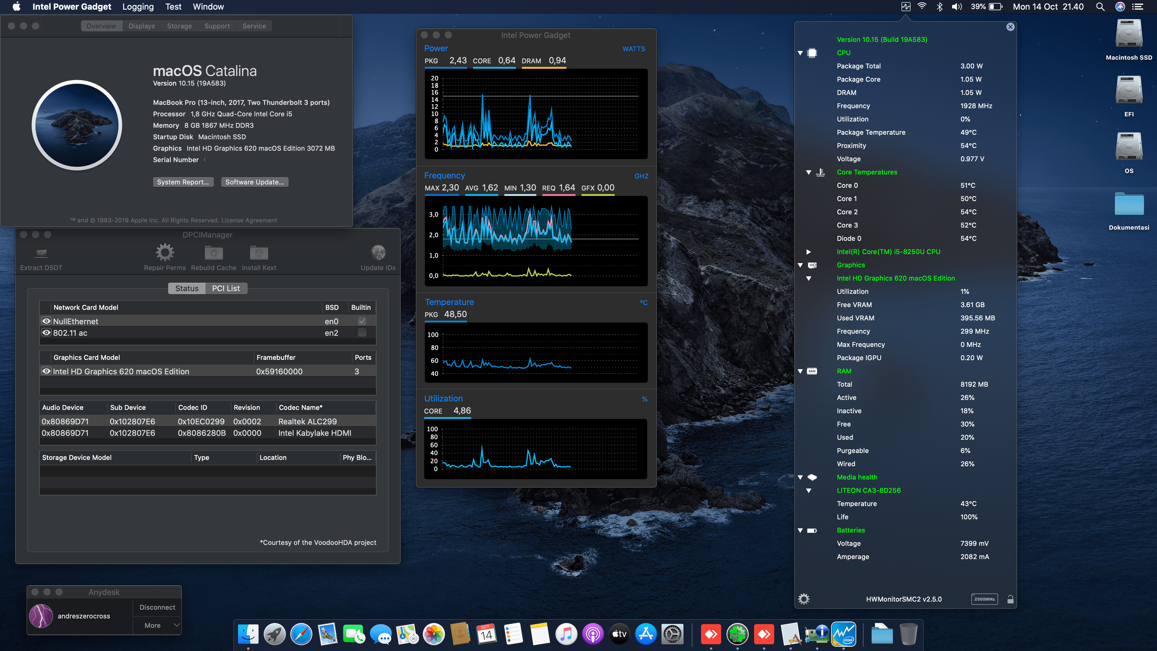 Success Hackintosh macOS Catalina 10.15 Build 19A583 at Dell XPS 15 9370